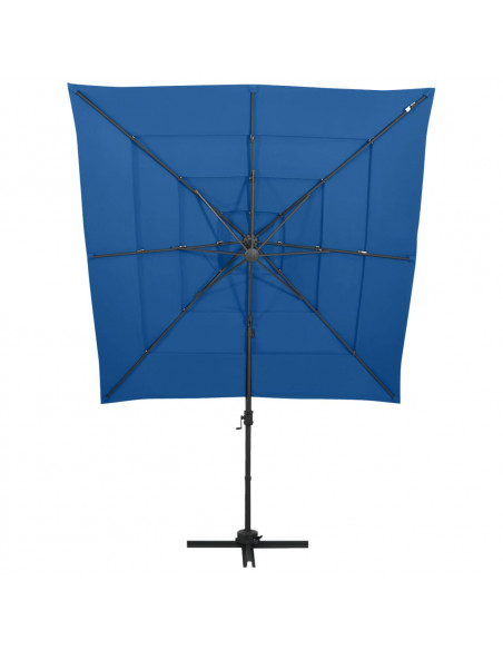 Ombrellone a 4 Livelli con Palo in Alluminio Azzurro 250x250 m