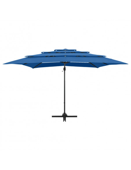 Ombrellone a 4 Livelli con Palo in Alluminio Azzurro 250x250 m