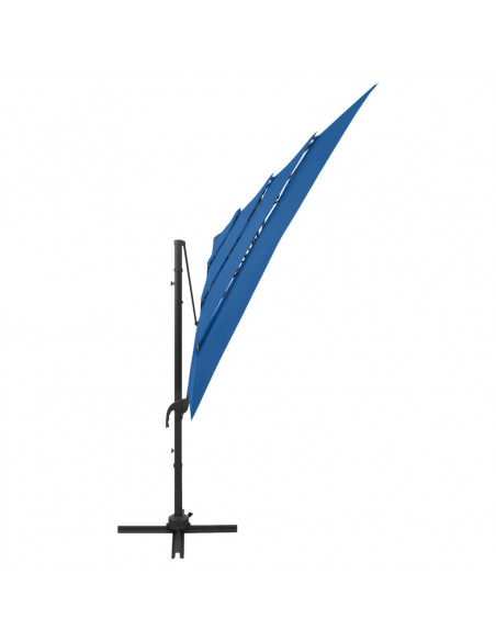 Ombrellone a 4 Livelli con Palo in Alluminio Azzurro 250x250 m