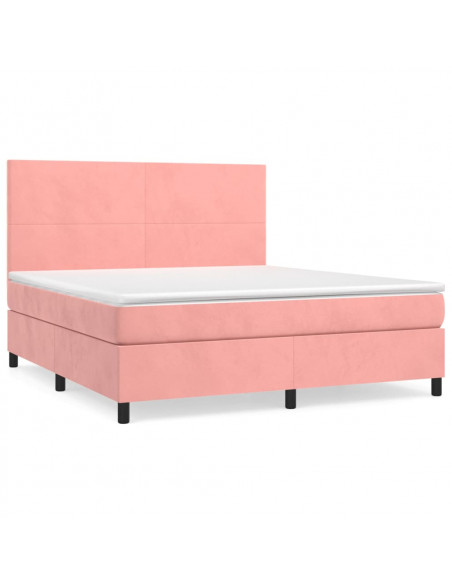 Giroletto a Molle con Materasso Rosa 160x200 cm in Velluto