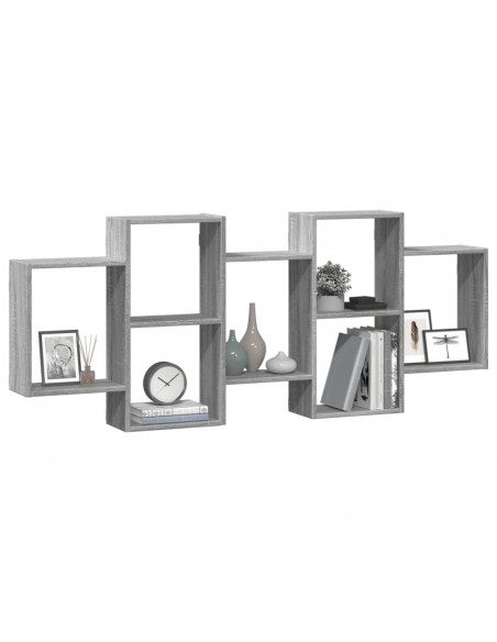 Mensola a Muro Grigio Sonoma 159x18x65 cm in Truciolato