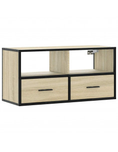 Mobile TV Rovere Sonoma 80x31x39,5 cm Legno Multistrato Metallo 2