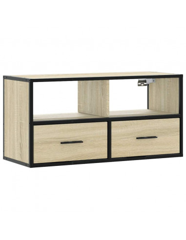 Mobile TV Rovere Sonoma 80x31x39,5 cm Legno Multistrato Metallo