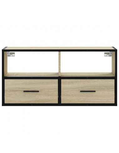 Mobile TV Rovere Sonoma 80x31x39,5 cm Legno Multistrato Metallo