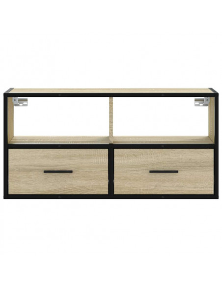 Mobile TV Rovere Sonoma 80x31x39,5 cm Legno Multistrato Metallo