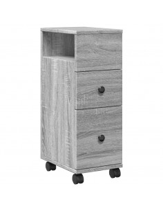 Mobile da Bagno Stretto con Ruote Grigio Sonoma in Truciolato 2