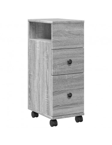 Mobile da Bagno Stretto con Ruote Grigio Sonoma in Truciolato