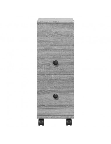 Mobile da Bagno Stretto con Ruote Grigio Sonoma in Truciolato