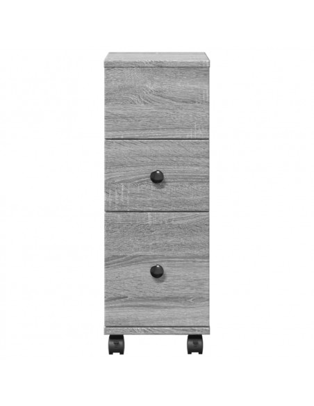 Mobile da Bagno Stretto con Ruote Grigio Sonoma in Truciolato