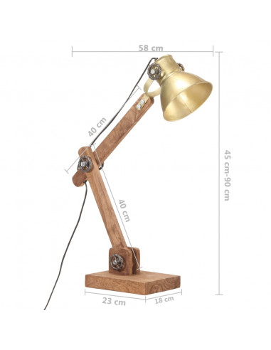Lampada da Scrivania Industriale Ottone Rotonda 58x18x90 cm E27