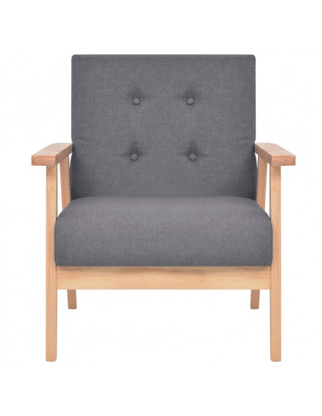 Set di Divani 3 pz in Tessuto Grigio Scuro