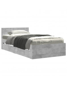 Giroletto e Testiera Grigio Cemento 90x190 cm Legno Multistrato 2