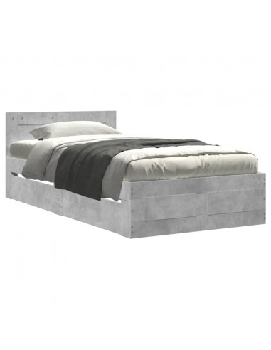 Giroletto e Testiera Grigio Cemento 90x190 cm Legno Multistrato