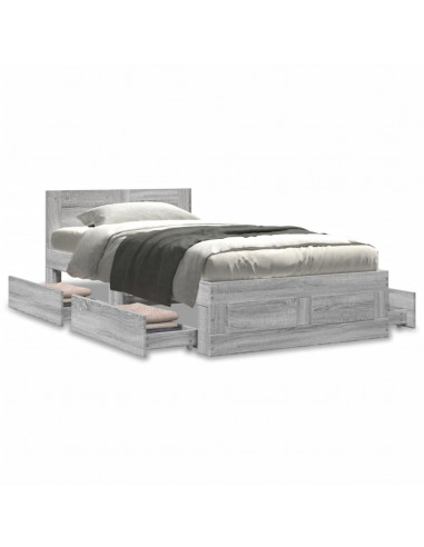 Giroletto e Testiera Grigio Cemento 90x190 cm Legno Multistrato