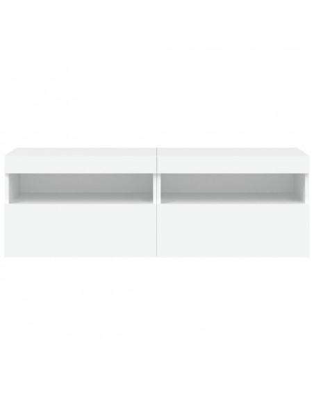 Mobili TV a Parete con Luci LED 2pz Bianchi 60x30x40 cm