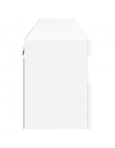 Mobili TV a Parete con Luci LED 2pz Bianchi 60x30x40 cm