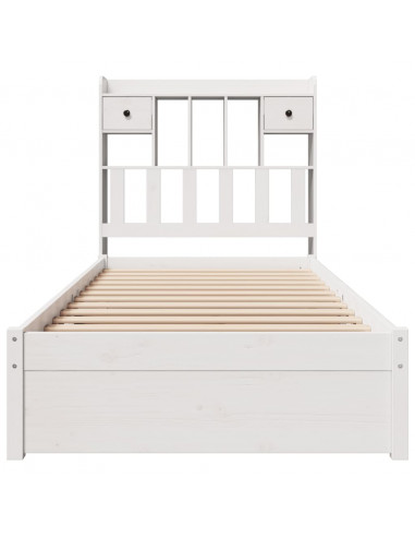 Letto Libreria senza Materasso Bianco 90x190 cm Massello Pino