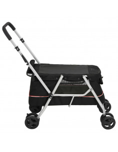 Passeggino per Cani Pieghevole Nero 100x49x96cm Tessuto di Lino 2