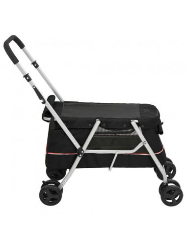 Passeggino per Cani Pieghevole Nero 100x49x96cm Tessuto di Lino