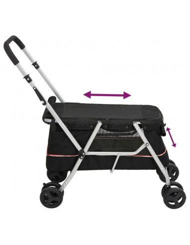 Passeggino per Cani Pieghevole Nero 100x49x96cm Tessuto di Lino