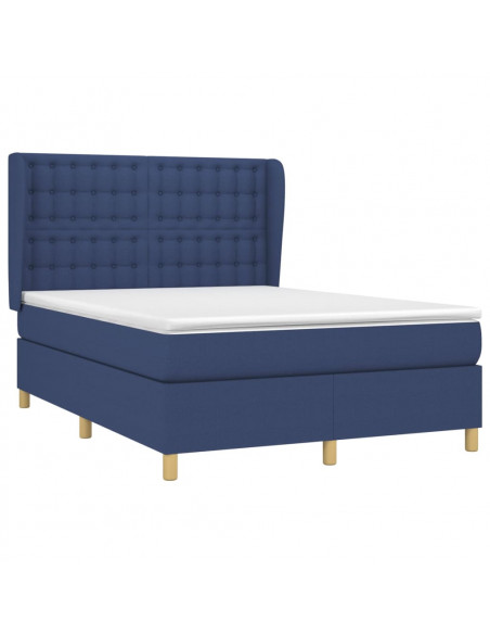 Giroletto a Molle con Materasso Blu 140x190 cm in Tessuto