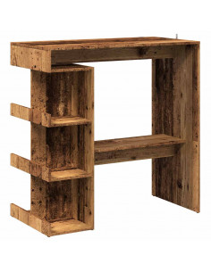 Tavolo Bar con Ripiani Legno Antico 100x50x101,5 cm Truciolato 2