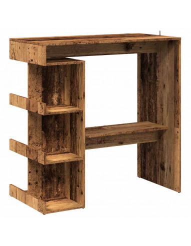 Tavolo Bar con Ripiani Legno Antico 100x50x101,5 cm Truciolato