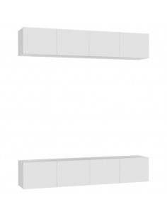 Mobili TV 4 pz Bianchi 80x30x30 cm in Legno Multistrato 2