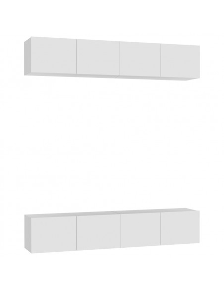 Mobili TV 4 pz Bianchi 80x30x30 cm in Legno Multistrato