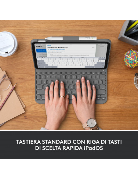 Logitech Slim Folio QWERTY Italiano Bluetooth Grigio