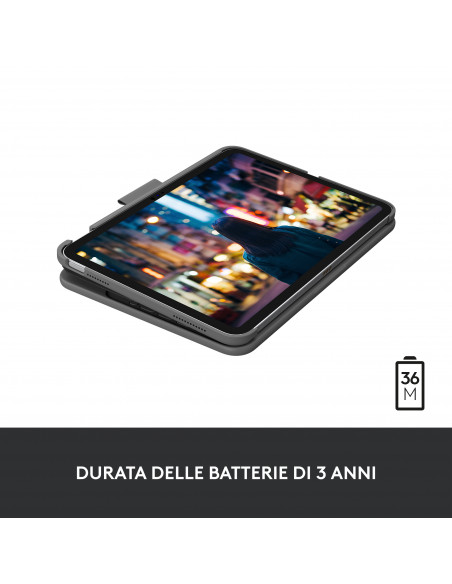Logitech Slim Folio QWERTY Italiano Bluetooth Grigio
