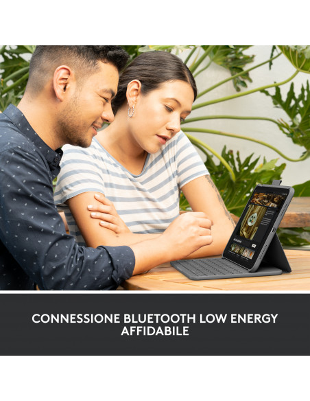 Logitech Slim Folio QWERTY Italiano Bluetooth Grigio