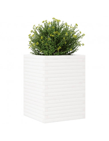 Fioriera da Giardino Bianca 50x50x68,5cm Legno Massello di Pino