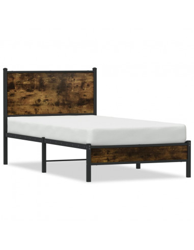 Giroletto con Testiera in Metallo Rovere Fumo 75x190 cm