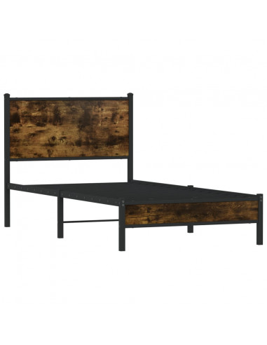 Giroletto con Testiera in Metallo Rovere Fumo 75x190 cm