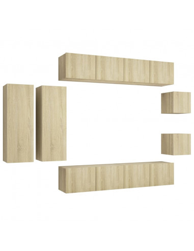 Set di Mobili Porta TV 8 pz Rovere Sonoma in Legno Multistrato