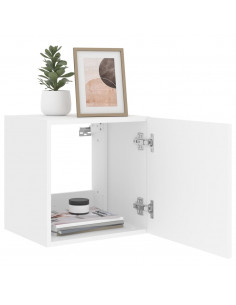 Mobile TV a Parete con Luci LED Bianco 40,5x35x40 cm 2