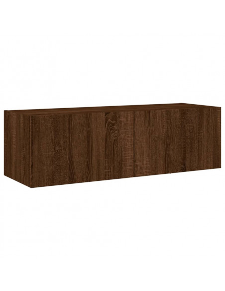 Mobili TV a Muro 3pz con Luci LED Rovere Marrone
