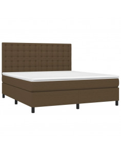 Giroletto a Molle con Materasso Marrone Scuro 160x200cm Tessuto 2