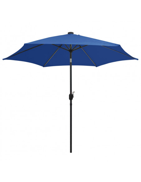 Ombrellone con Luci a LED e Palo Alluminio 300 cm Azzurro