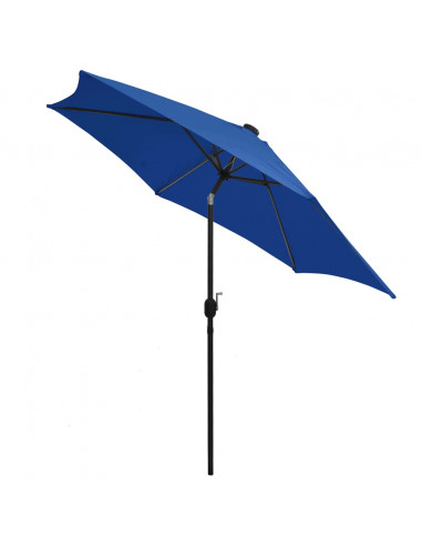 Ombrellone con Luci a LED e Palo Alluminio 300 cm Azzurro