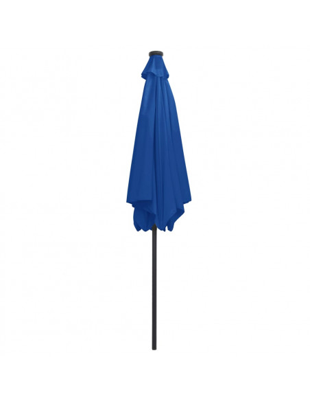 Ombrellone con Luci a LED e Palo Alluminio 300 cm Azzurro