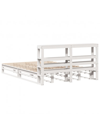 Giroletto con Testiera Bianco 120x200 cm Legno Massello di Pino