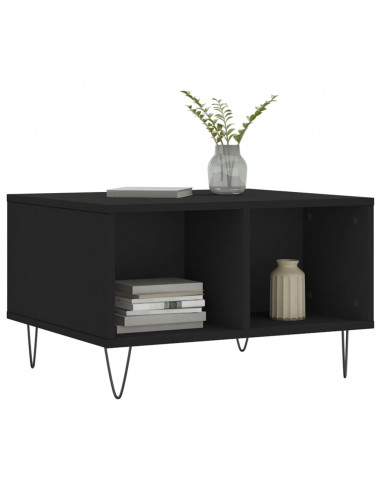 Tavolino da Salotto Nero 60x50x36,5 cm in Legno Multistrato