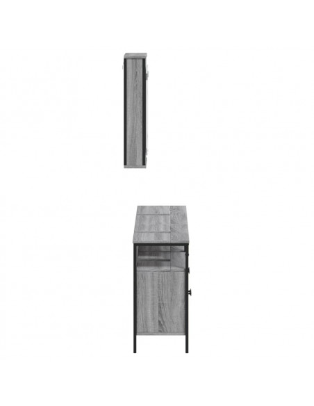 Set Mobili da Bagno 3 pz Grigio Sonoma in Legno Multistrato