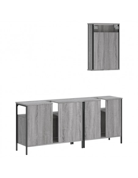 Set Mobili da Bagno 3 pz Grigio Sonoma in Legno Multistrato