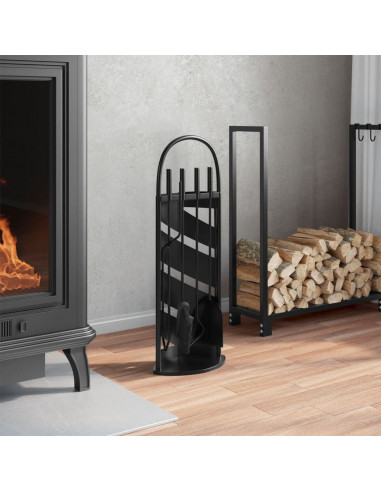 Set Attrezzi per Caminetto 5 pz 23x15x66 cm in Acciaio