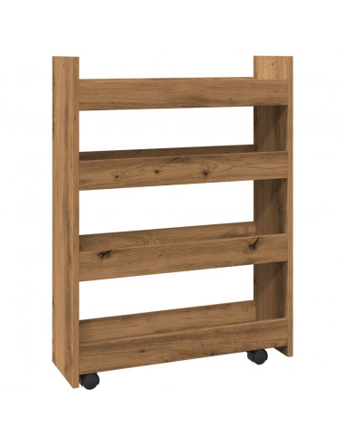 Carrello Stretto a 4 Livelli Rovere Artigianale in Truciolato
