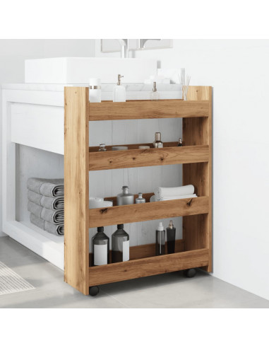 Carrello Stretto a 4 Livelli Rovere Artigianale in Truciolato