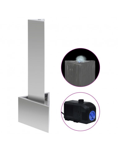 Fontana da Giardino Argento 37,7x32,6x110 cm in Acciaio Inox